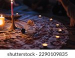 Candlelight ritual at a yoga retreat