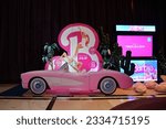 Small photo of Bangkok, Thailand - July 16, 2023: Cute Standee of Barbie : The Movie displays at the theater