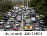 Small photo of Medellin, Antioquia. Colombia - January 26, 2023. The city administration would expand the digits of the pick and plate due to high traffic congestion