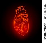 red neon human heart... | Shutterstock .eps vector #2048463002