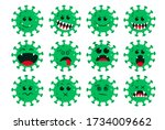 corona virus green emoticon... | Shutterstock .eps vector #1734009662