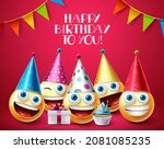 birthday emoji greeting vector... | Shutterstock .eps vector #2081085235