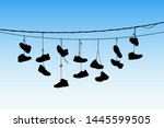 Shoes On Wires. Vector...