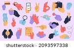 set of colorful hands with a... | Shutterstock .eps vector #2093597338