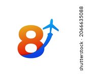 number 8 travel with airplane... | Shutterstock .eps vector #2066635088