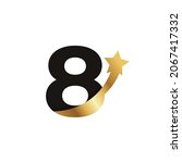 number 8 golden star logo icon... | Shutterstock .eps vector #2067417332