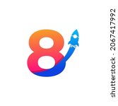 number 8 with rocket logo icon... | Shutterstock .eps vector #2067417992