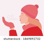 Woman Breathe Out Steam In...