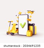 fast delivery  motorcycle ... | Shutterstock .eps vector #2034691235