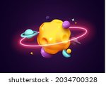 colorful bright 3d planet with... | Shutterstock .eps vector #2034700328