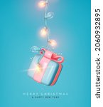 christmas gift box hanging on... | Shutterstock .eps vector #2060932895