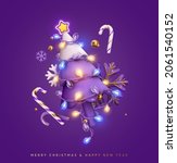 christmas sparkling bright tree.... | Shutterstock .eps vector #2061540152