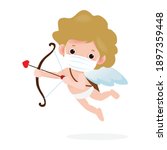 cute cupid holding a wooden bow ... | Shutterstock .eps vector #1897359448