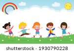 happy children jumping and... | Shutterstock .eps vector #1930790228
