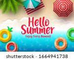 hello summer text vector banner.... | Shutterstock .eps vector #1664941738