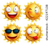 Set Of Sun Character With Funny ...