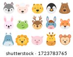 set of cute animal heads.... | Shutterstock .eps vector #1723783765