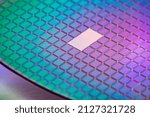 Small photo of colorful Semiconductor wafer disk made of silicon