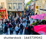 Small photo of Quebec City, Canada - October 5, 2019: Street view of the Old Town Quebec, a portal direct to historic Europe, and classically beautiful, poised, beguiling. The old town is UNESCO World Heritage Site.