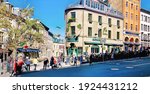 Small photo of Quebec City, Canada - Oct. 5, 2019: Pub ST-Patrick on street, a portal direct to historic Europe, classically beautiful, poised, beguiling. The old town is UNESCO World Heritage Site.