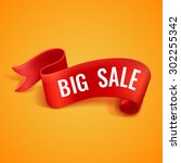 big sale banner. red paper roll ... | Shutterstock .eps vector #302255342