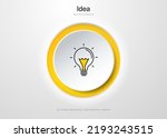 3d Light sign Bulb line icon vector, isolated on white background. Idea icon, solution, thinking concept. Lighting Electric lamp. Electricity, shine. Trendy Flat style for graphic design, UI, UX.