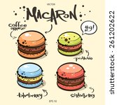 vector. cute french macarons... | Shutterstock .eps vector #261202622