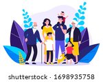 happy big family standing... | Shutterstock .eps vector #1698935758