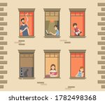 apartment building facade with... | Shutterstock . vector #1782498368