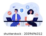 man and woman working in call... | Shutterstock .eps vector #2039696312