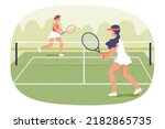 Two Female Tennis Players With...