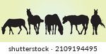Horses Silhouettes Set Vector...