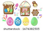 set of easter sweets cookies ... | Shutterstock .eps vector #1676382505