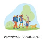 happy family with dog hiking... | Shutterstock .eps vector #2093803768