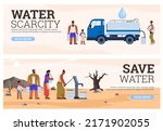 Water Scarcity Web Banners Set  ...