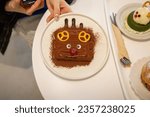Tiramisu in the shape of Rudolph the Red-Nosed Reindeer