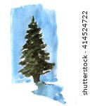 Watercolor Winter Tree With...