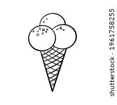 hand drawn doodle ice cream... | Shutterstock .eps vector #1961758255