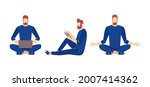man character seating on floor... | Shutterstock .eps vector #2007414362