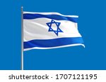 Israel National Flag Waving In...