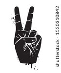 Hand Peace Sign As Black...
