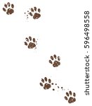 dirty paw tracks with mud... | Shutterstock .eps vector #596498558