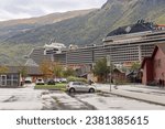 Small photo of Flam, Norway - 09 28 2023 cruise liner in the port of flam