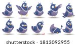 cartoon bird character set.... | Shutterstock .eps vector #1813092955