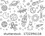 doodle cosmos illustration set  ... | Shutterstock .eps vector #1722396118