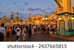Small photo of Osaka, Japan on September 30, 2023. Visitors to Universal Studio Japan crowd the Toy Story Mania ride at night. One of the popular games and a must try when you go to USJ.