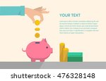 men's hand puts coins to a pink ... | Shutterstock .eps vector #476328148
