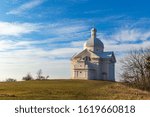 Holy Hill (Svaty Kopecek) with Saint Sebastian chapel. Mikulov, South Moravian region. Czech Republic.