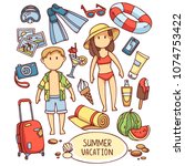 summer vacation set of colored... | Shutterstock .eps vector #1074753422