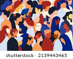 flat illustration of a crowd... | Shutterstock .eps vector #2139443465